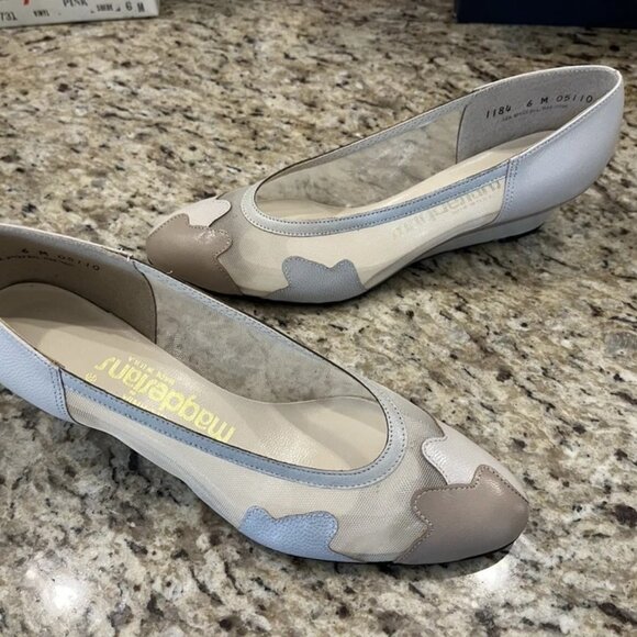 Vintage California Magdesians Women’s Mesh Leather Patchwork Wedge Heels Size 6M - Picture 2 of 14